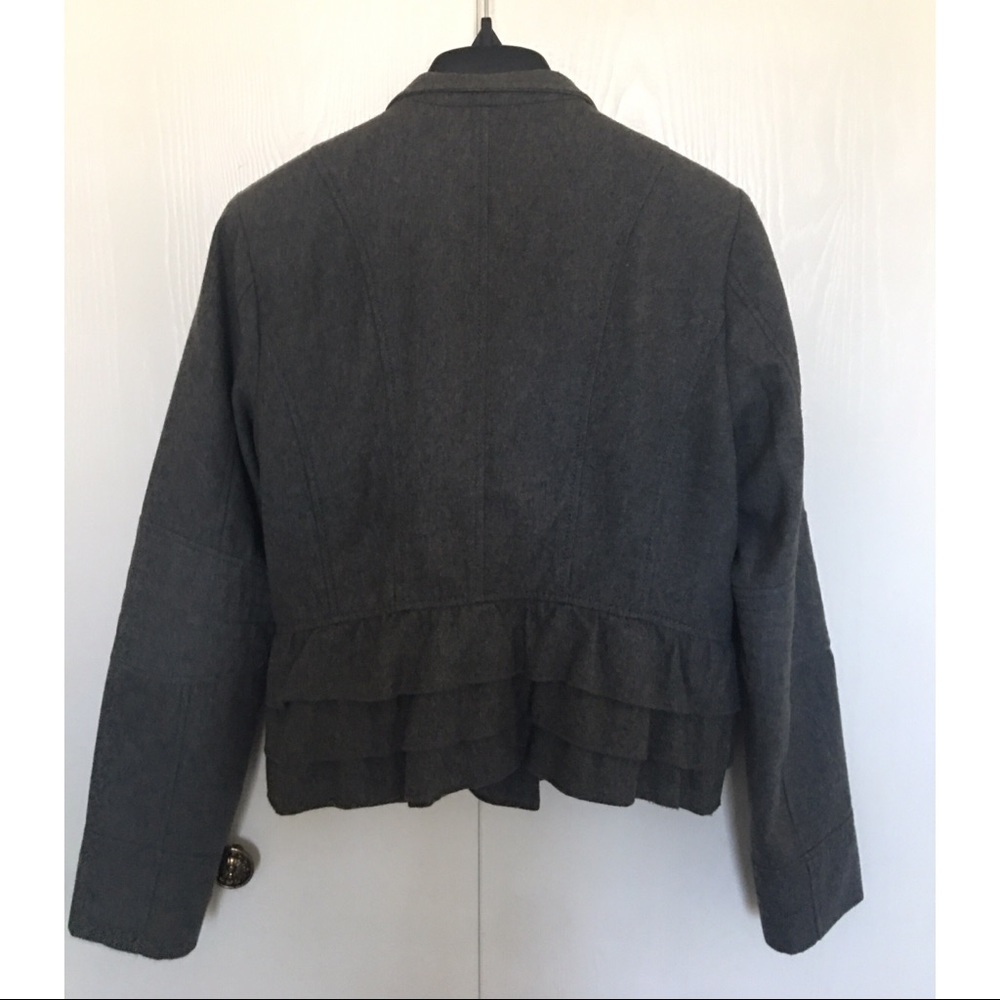 Express Gray Ruffled Bottom Wool Jacket - image 4